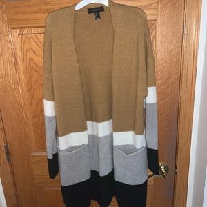 Colorblock open cardigan